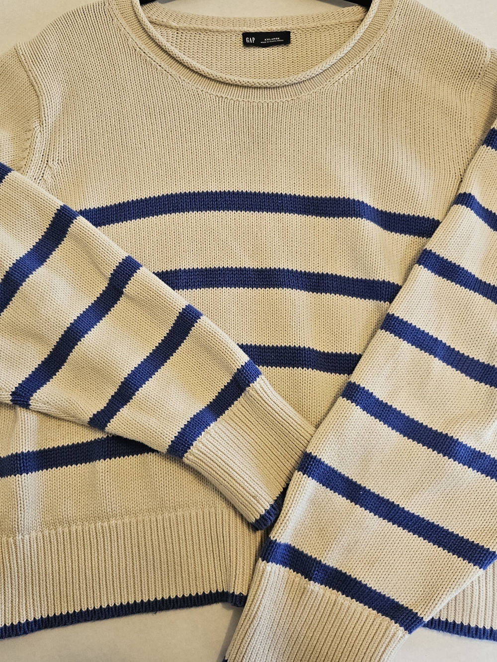 GAP Cream & Blue Crewneck Sweater- XXL
